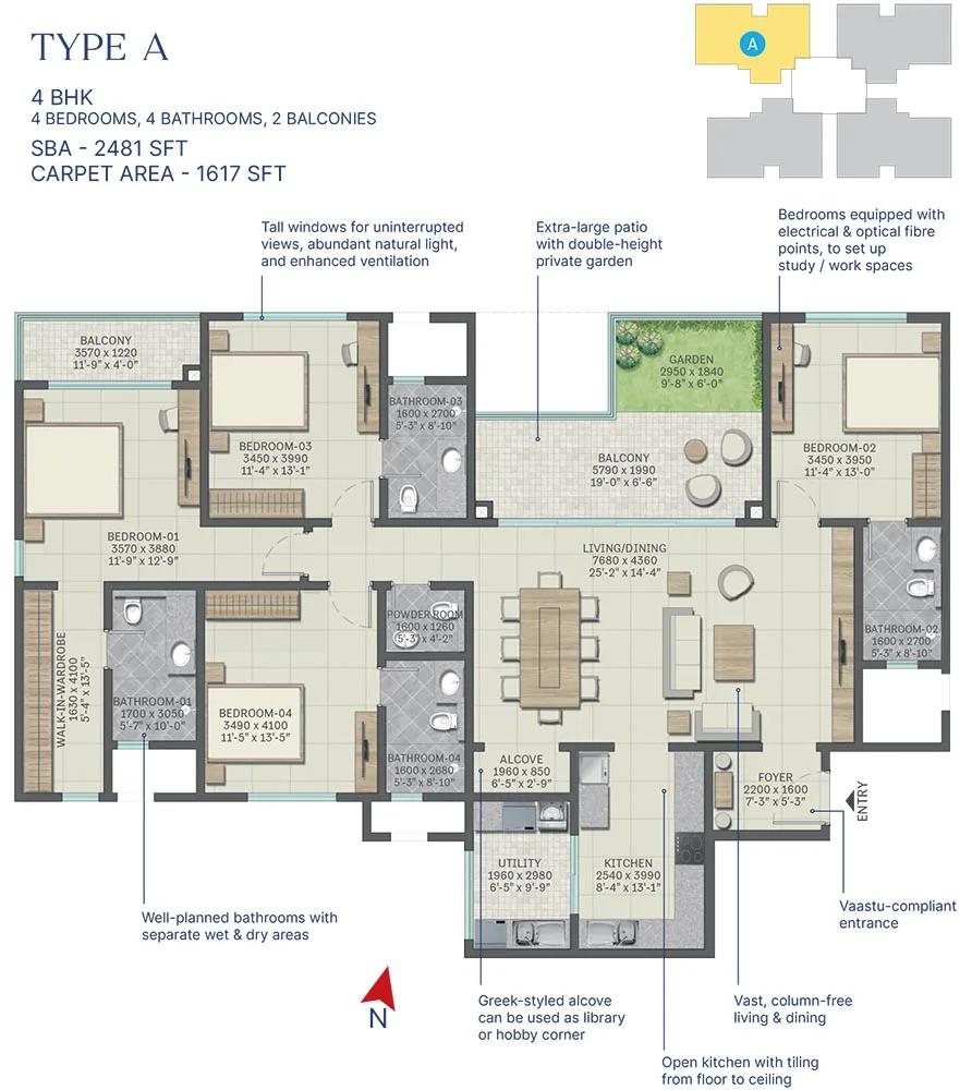 4bhk+4t 2481 sobha neopolis