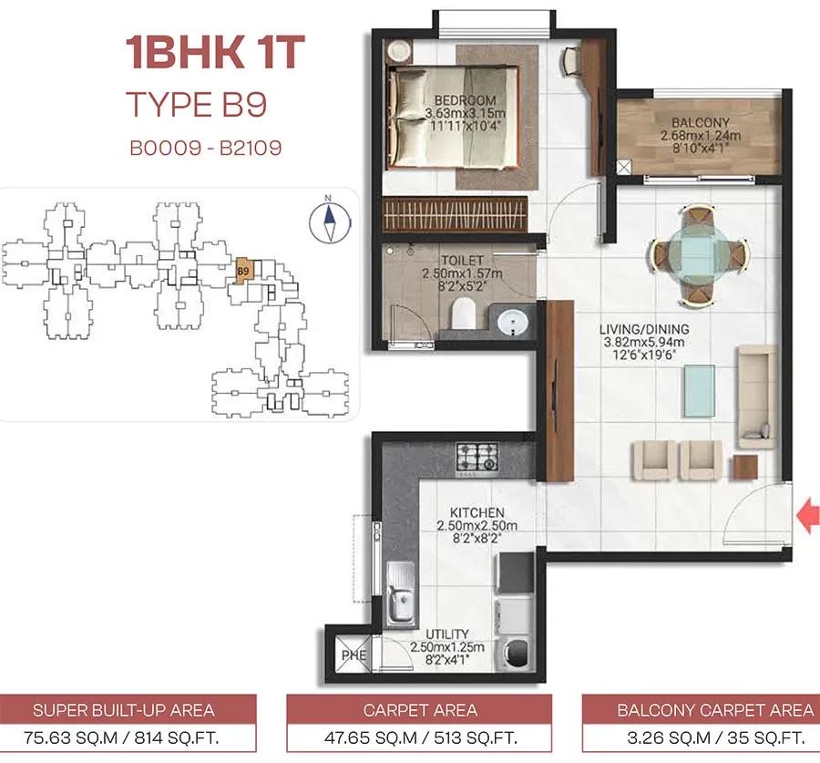 1BHK 814 - Brigade Lakecrest Bhattarahalli