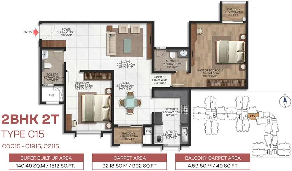2BHK 1512 - Brigade Lakecrest Bhattarahalli