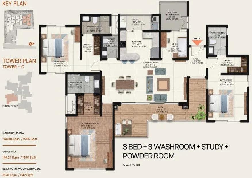 3BHK 2765 - Brigade Avalon Whitefield