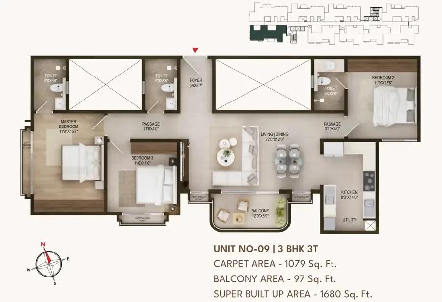 3bhk 1680 concorde sienna hennur