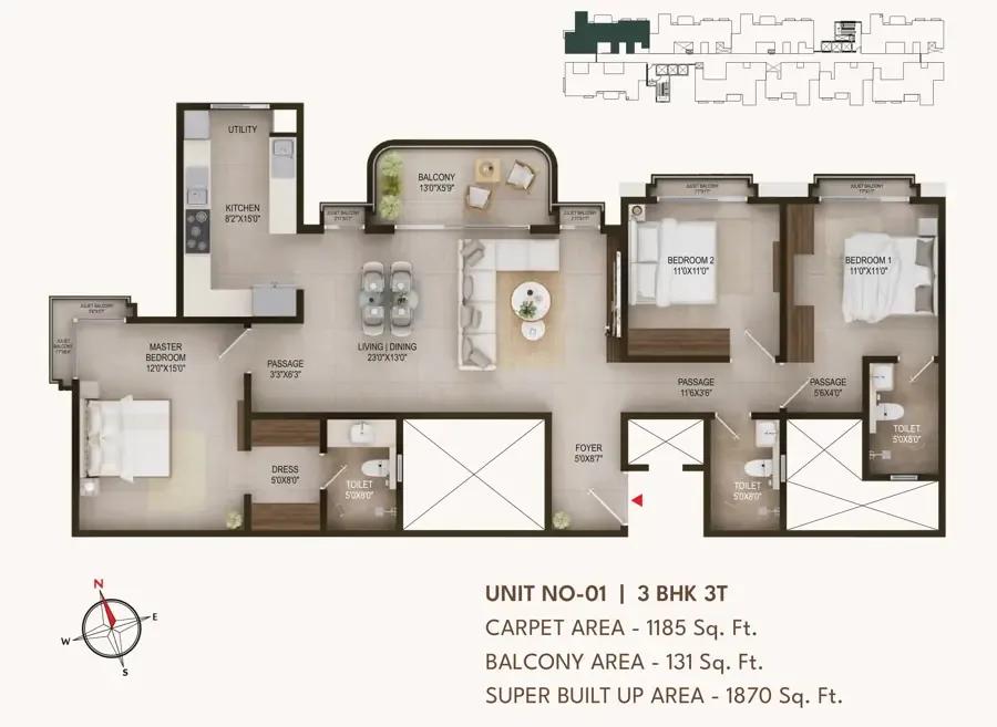 3bhk 1870 concorde sienna hennur