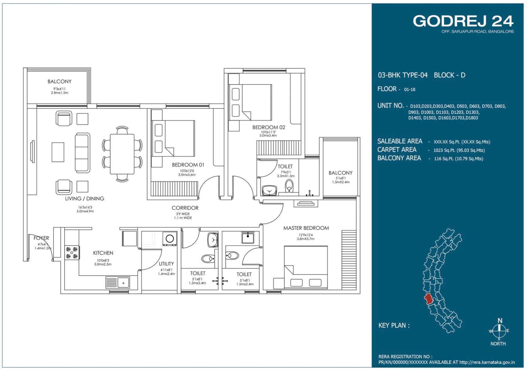 Godrej 24 Floor Plan 3 BHK