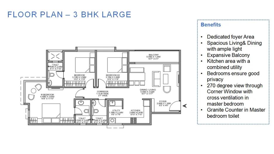 Godrej Nurture Floor Plan 3 BHK Large