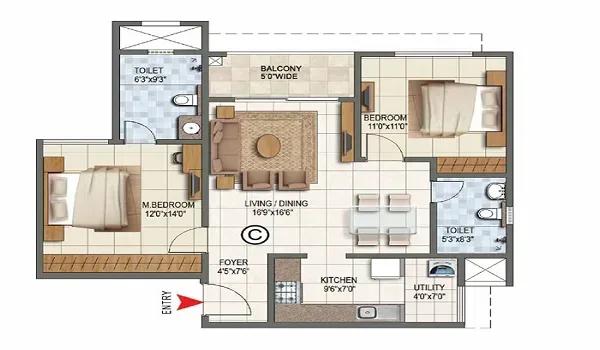 Embassy Knowledge Park Apartment floor plan