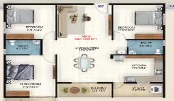 Sampoojitha Heights floor plan