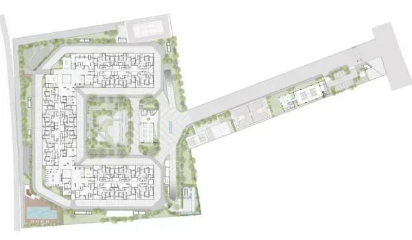 Assetz Miru & Miyo master plan with three towers around a central court