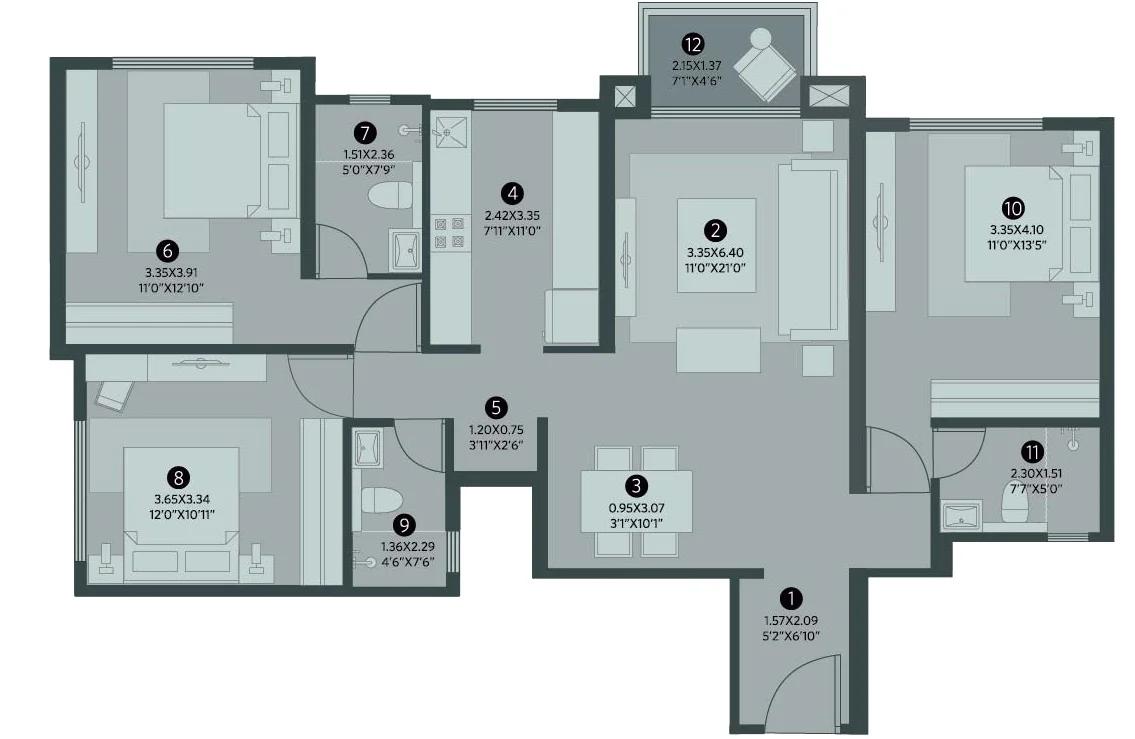 Octavius and Verona at Hiranandani OMR (House of Hiranandani, Egattur) floor plan 1