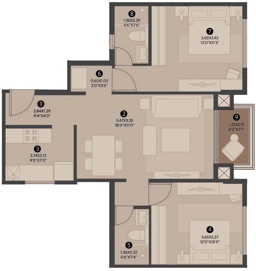 Octavius and Verona at Hiranandani OMR (House of Hiranandani, Egattur) floor plan 2