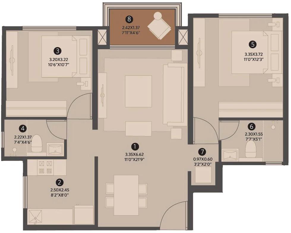 Octavius and Verona at Hiranandani OMR (House of Hiranandani, Egattur) floor plan 4