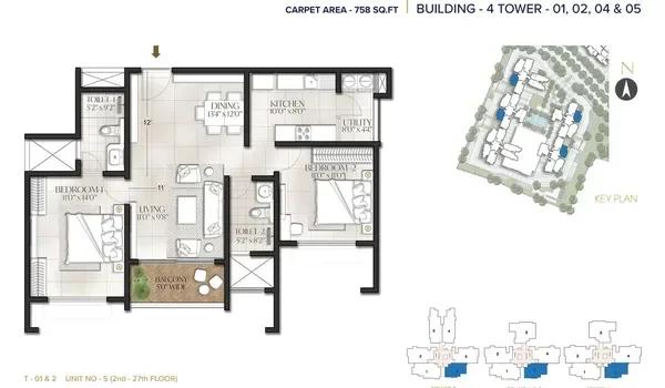 Prestige Aston Park 2 BHK floor plan