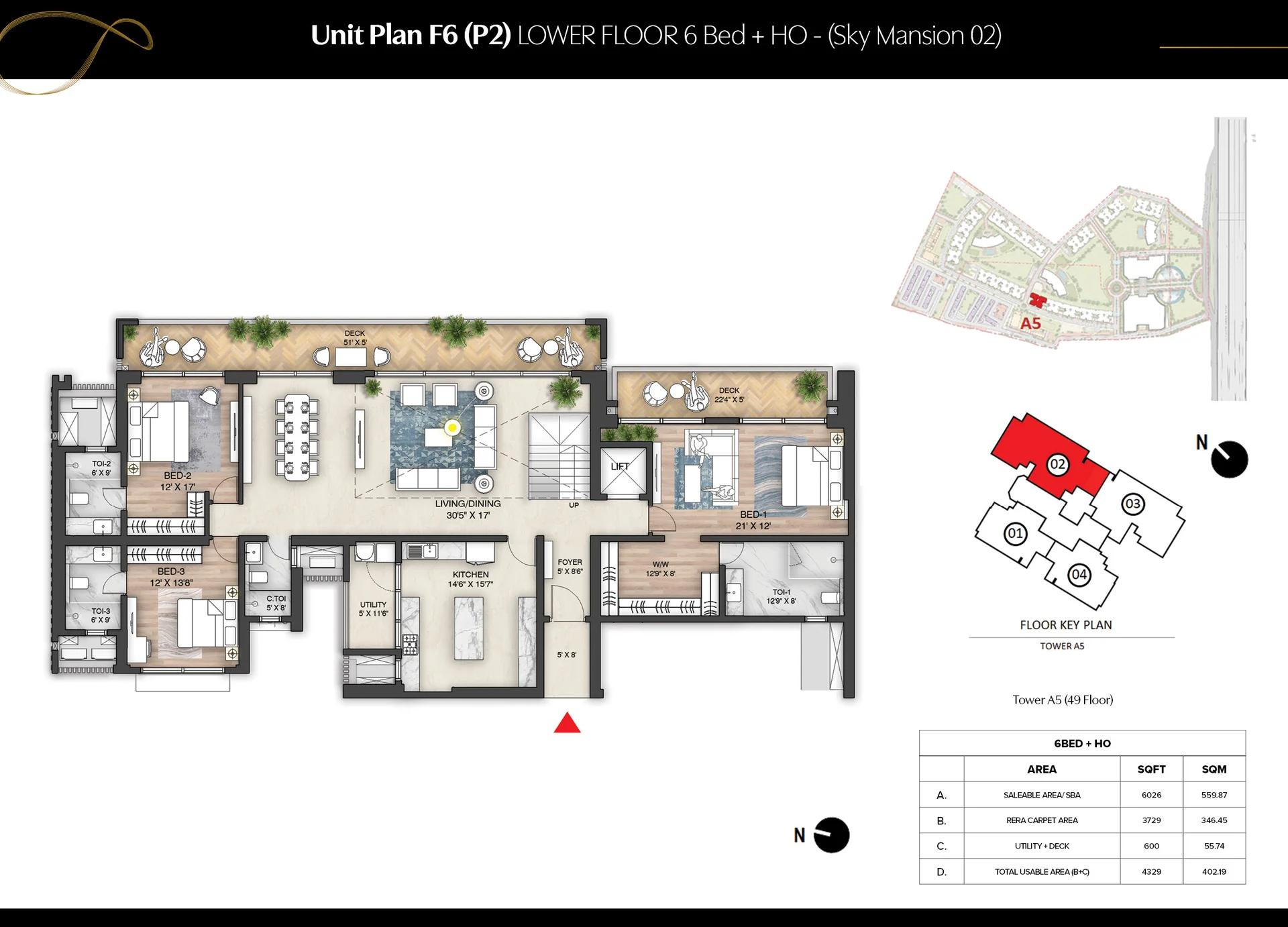 Prestige Mulberry Sky Mansion unit plan (F6)