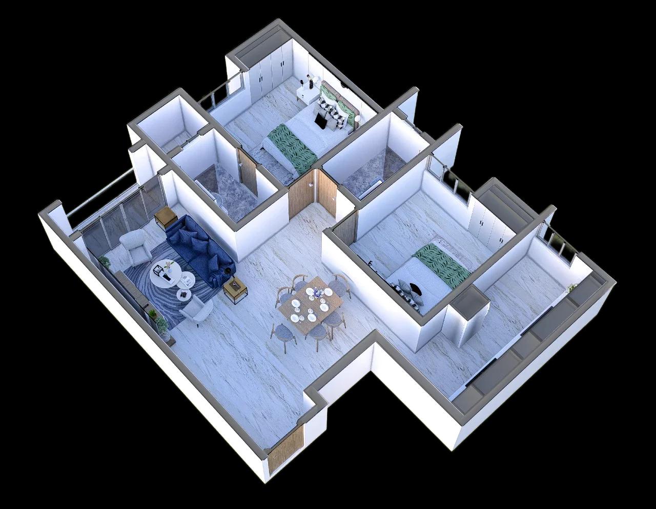 Primus Olympia 2 BHK senior living apartment floor plan