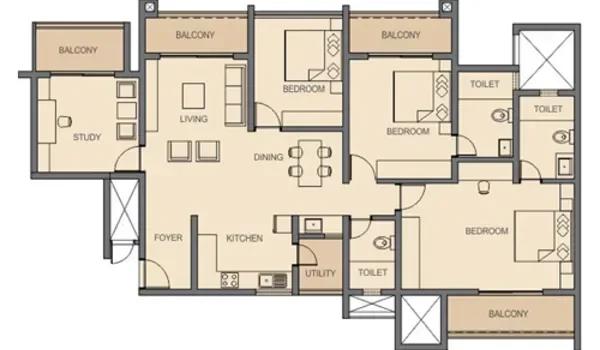 Rohan Avriti 4 BHK floor plan