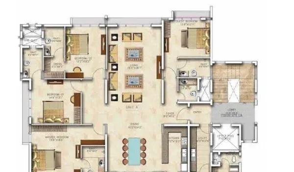 Sattva Casa Crescent four-bedroom simplex floor plan (Unit A)