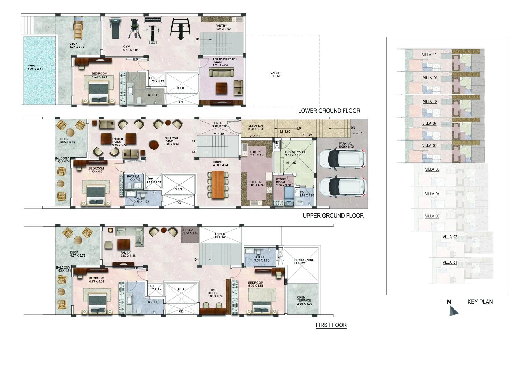 Sattva Water's Edge II villa with pool floor plans